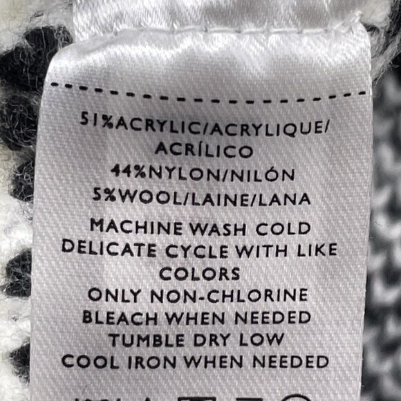 Ann Taylor Turtle Neck Sweater Women’s M Striped Black White 5% Wool - Picture 7 of 14